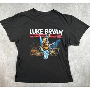 Luke Bryan Mens XL T Shirt Black What Makes You Country 2018 Tour Concert